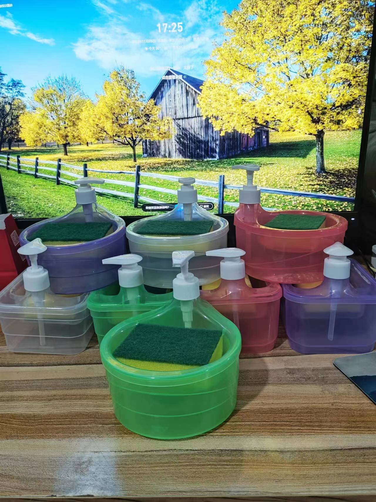 跨境厨房洗洁精按压盒皂液盒洗碗刷锅皂液按压器给皂器皂液分配器详情2