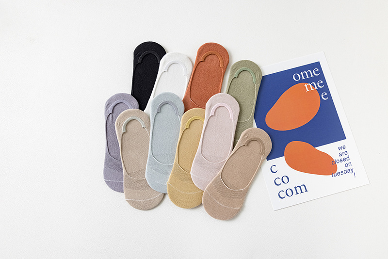 新款女隐形春夏女士袜子纯色防掉跟隐形袜点胶空调袜室内袜脚底袜详情9