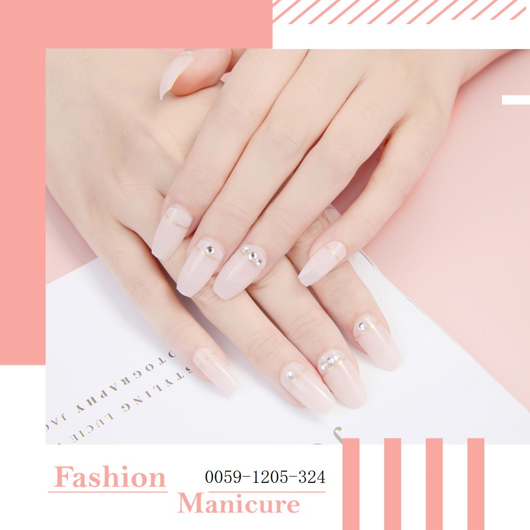 Finished nail art products, false nail patches, European and American long pointed nail pieces, ballet nail art sequins, jelly glue, good adhesion, 24 pieces custom-made pic 37
