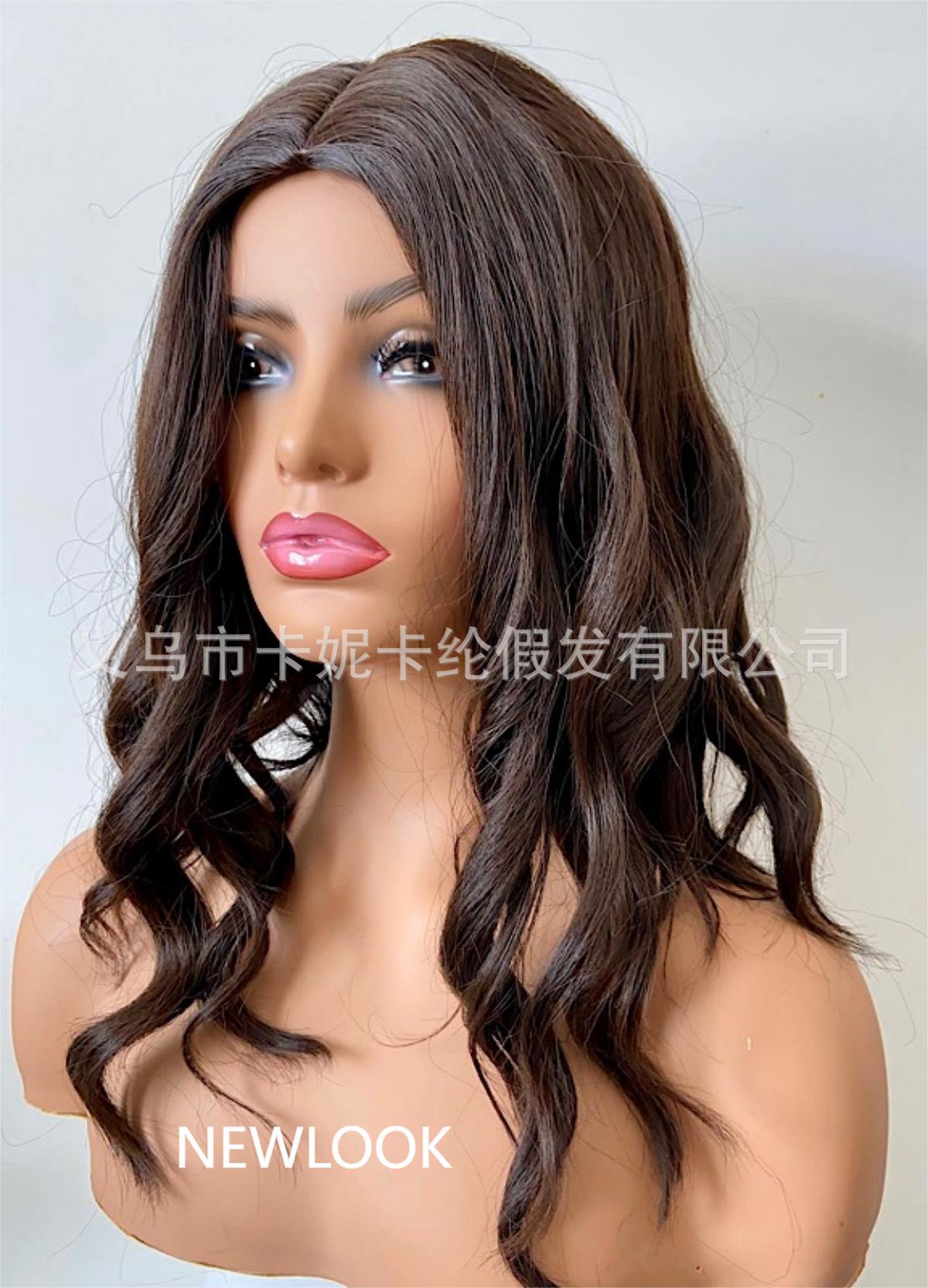 欧美newlook外贸新款女士中分黑色大波浪厂家批发订制short bob详情8