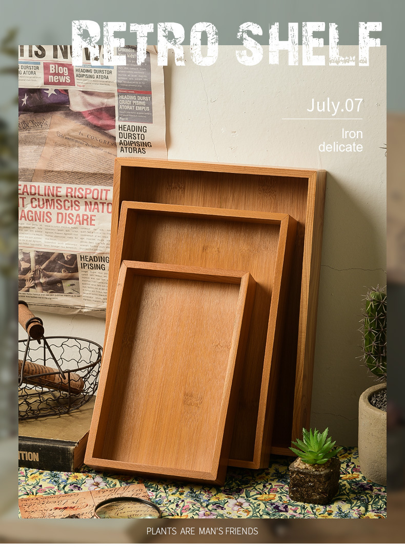 竹木托盘实木茶盘水杯托盘日式果盘木质家用长方形托盘酒店餐盘详情1