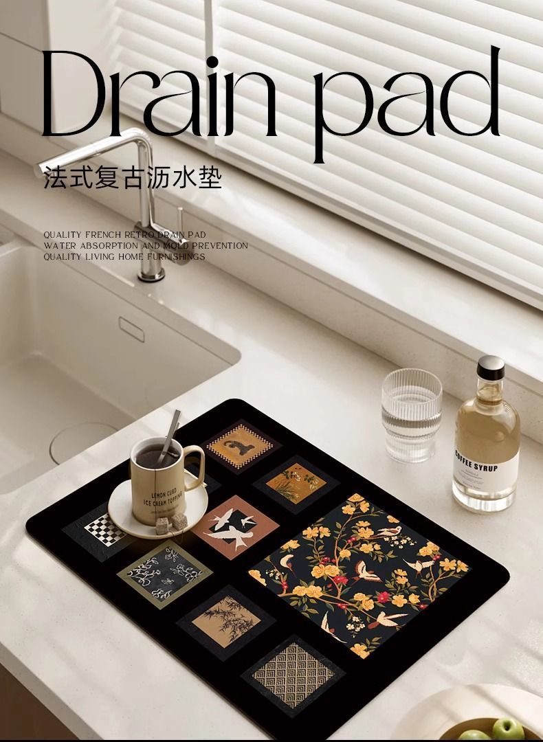 厨房台面沥水垫吧台桌面防滑吸水硅藻泥吸水垫防污餐桌干燥垫详情1
