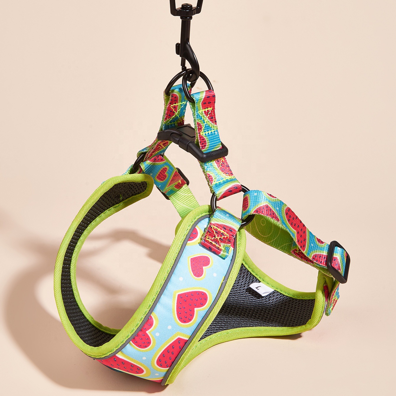 Maidi Cross-border New product Pet dog and cat fashionable leash, chest and back strap, fashionable printed with reflective strips, adjustable pet chest and back strap, dog walking leash, cat leash pic 7