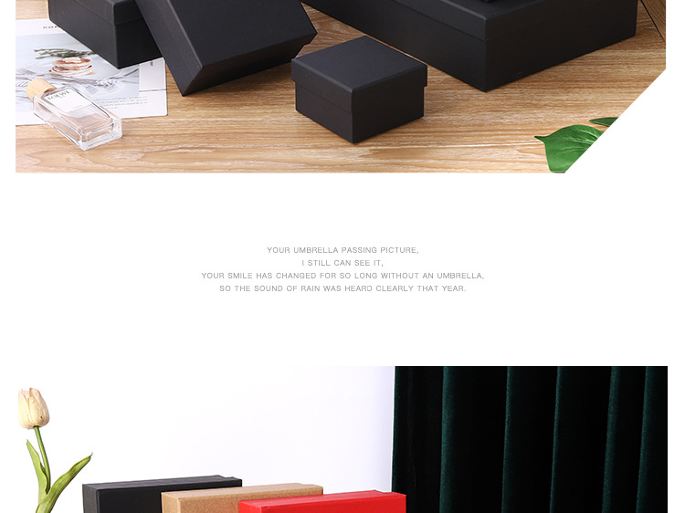 Wedding souvenir gift box, black and red gift box, large kraft paper box, top and bottom cover, monkey head packaging box, gift box pic 12
