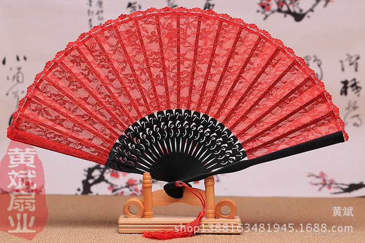 复古蕾丝中国风扇子古风折扇镂空日式和风棉麻扇高贵旗袍女士扇详情7