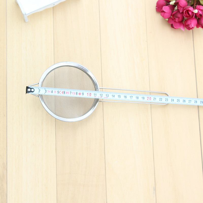 10#宽边油格厨房油捞 豆浆燕窝过滤网漏勺 不锈钢油网 面粉筛 2元详情3