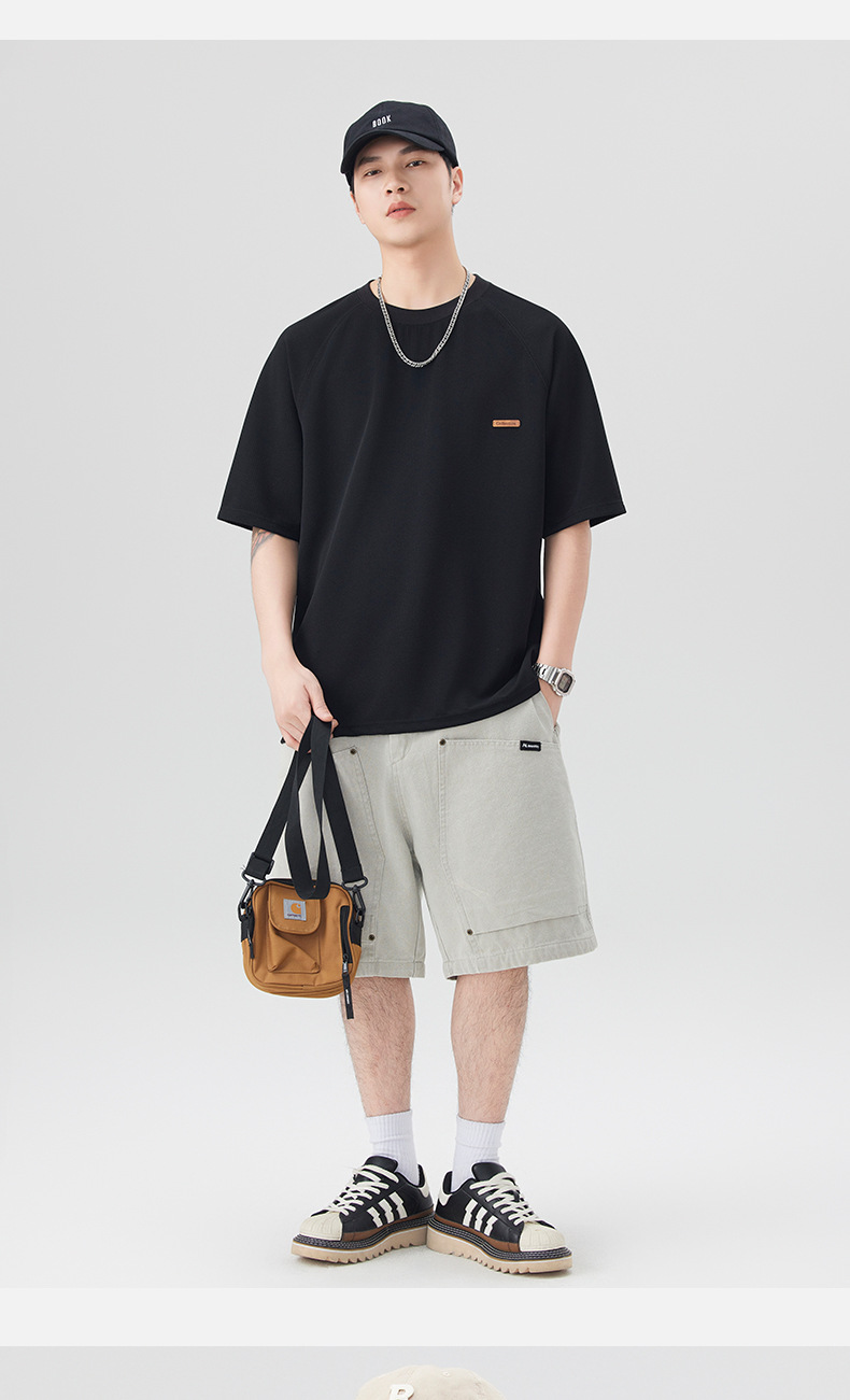 一件代发短袖t恤男士夏季衣服2025新款半袖大码潮牌男装休闲体恤详情28