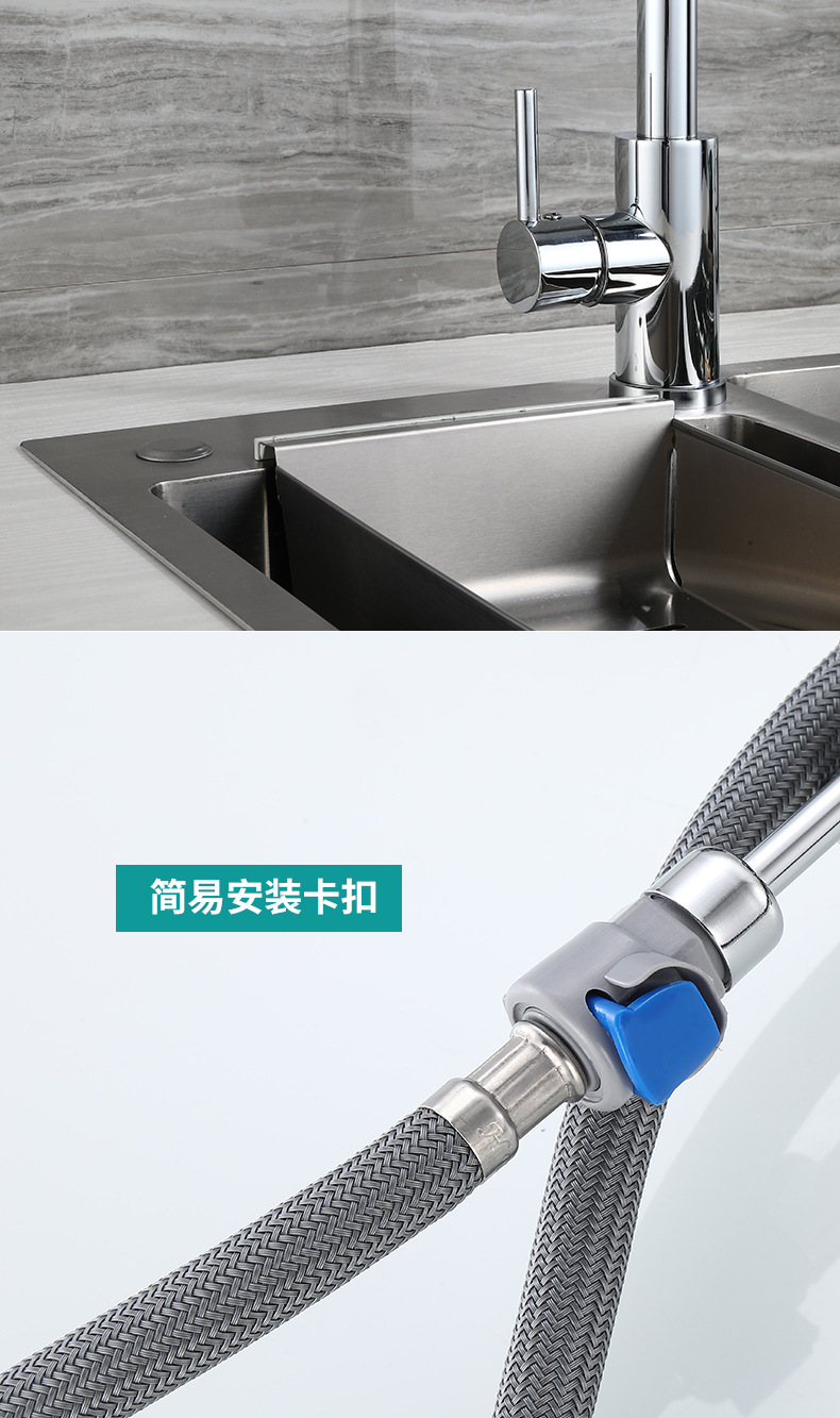 Faao Sanitary Ware 304 stainless steel pull-out kitchen faucet, double water outlet cold and hot sink faucet pic 31