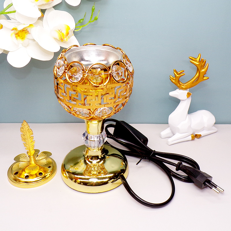 Middle Eastern-style ceramic crystal incense burner, electric heating incense burner, essential household handicrafts and decorative items, incense burner pic 6