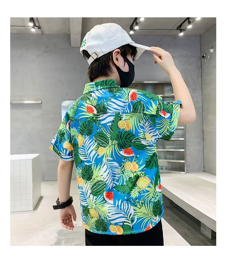 童装男童短袖衬衫儿童春夏装花衬衣2023新款宝宝夏装洋气上衣潮详情16