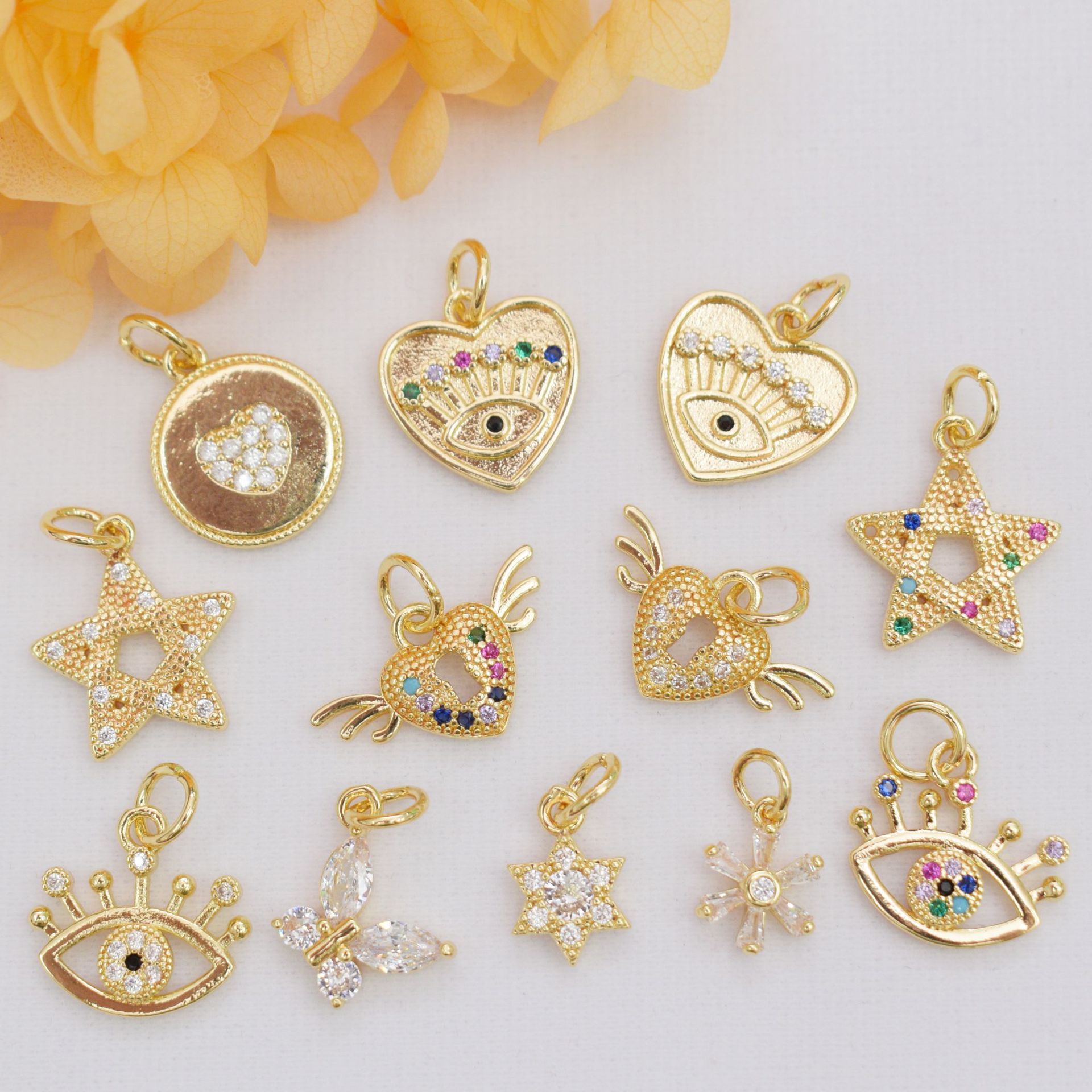 18k gold-plated Fu brand peace lock lotus Chinese trend bracelet pendant diy bracelet beaded accessory pendant pic 1