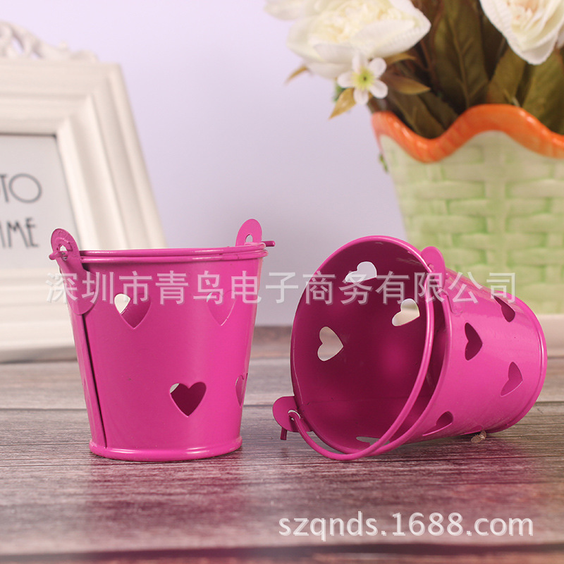儿童糖果色镂空心形小铁桶创意桌面收纳铁皮桶马口铁迷你喜糖盒子详情32