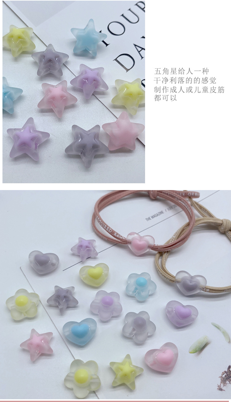 简约清新通孔磨砂蛋黄珠 diy儿童发饰制作橡皮筋配饰亚克力饰品详情6