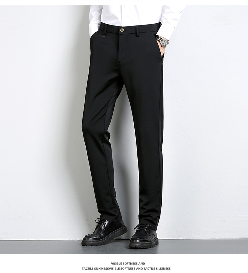 High-end business casual pants for men 2022 autumn and winter, thickened long pants, youth straight, elastic, wrinkle-free and drape dress pants pic 14