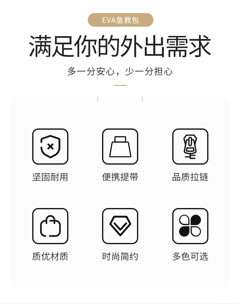 EVA emergency handbag, vehicle-mounted storage, portable first aid kit, emergency medical kit pic 2