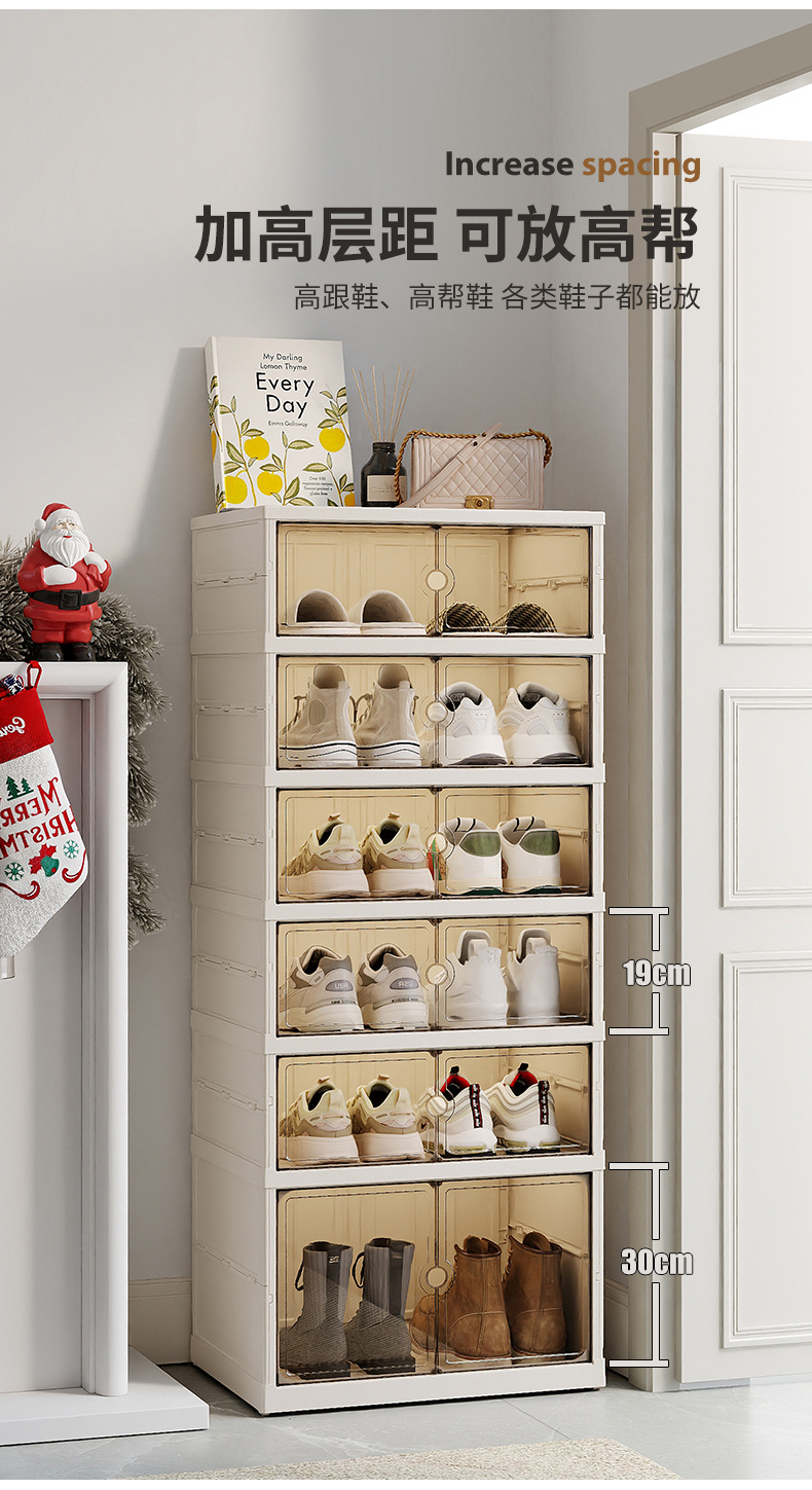 Household large-capacity sneaker storage box, dust-proof shoe cabinet, no installation required, foldable transparent folding shoe box for storing shoes pic 3