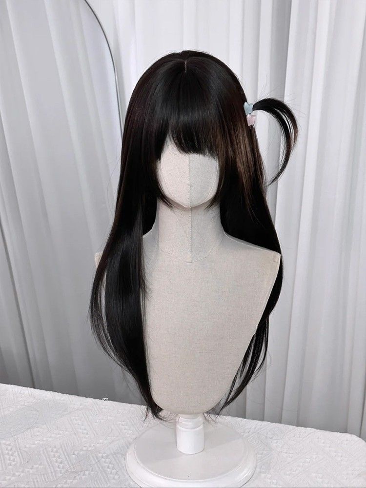 假发女长发全头套式少萝同款甜美日常双马尾黑长直齐刘海jk假发套详情4