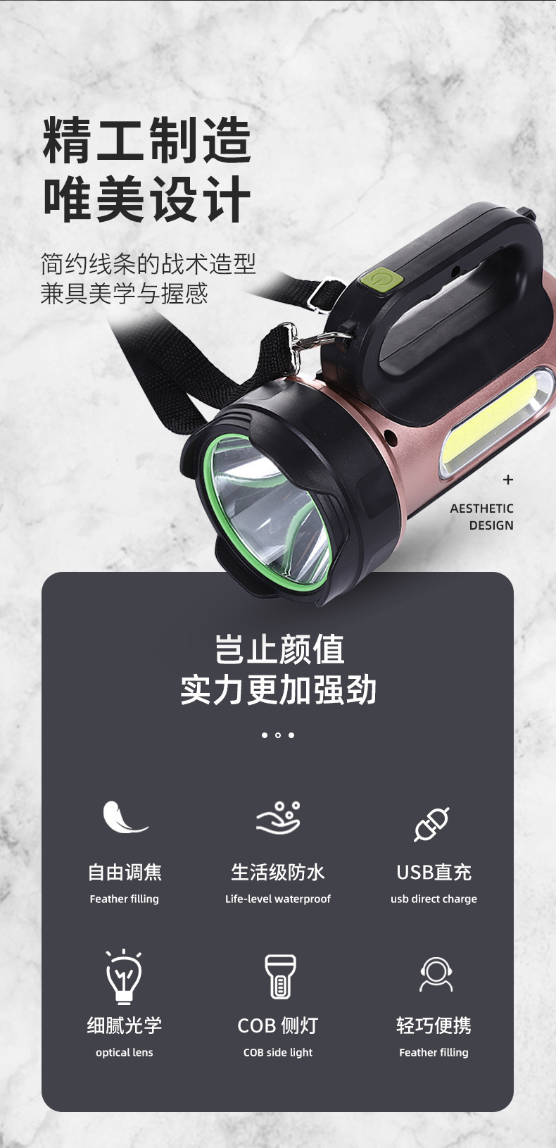 户外便携防雨水工业手提便携式手电筒强光超亮巡检工作灯远射灯 pic 1