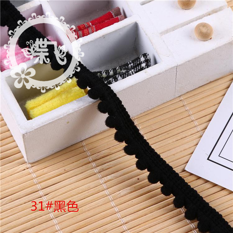 现货供应35色爆款密芽边毛毛虫织带DIY手工帽子服装辅料 毛球花边详情45