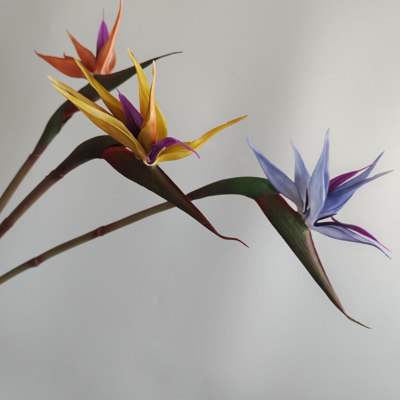 Soft rubber paradise Bird Crane Orchid New Chinese-style home model room decoration design, overseas wedding photography artificial flower pic 17