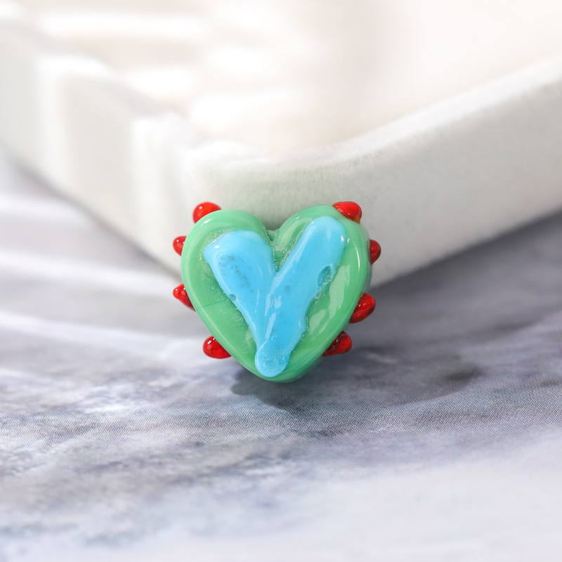 晗钰缘 爱心手绘兔耳朵点点琉璃珠子diy耳饰手链项链饰品材料批发详情11