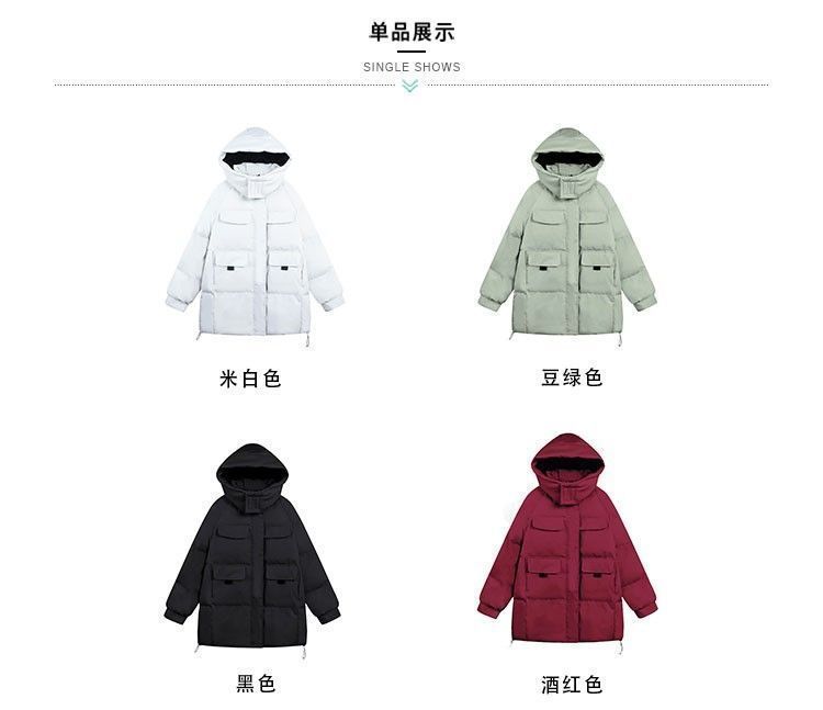 Bestseller hooded wine red down cotton-padded jacket for women, 2023 winter new thickened bread jacket, cotton-padded jacket, mid-length style pic 1