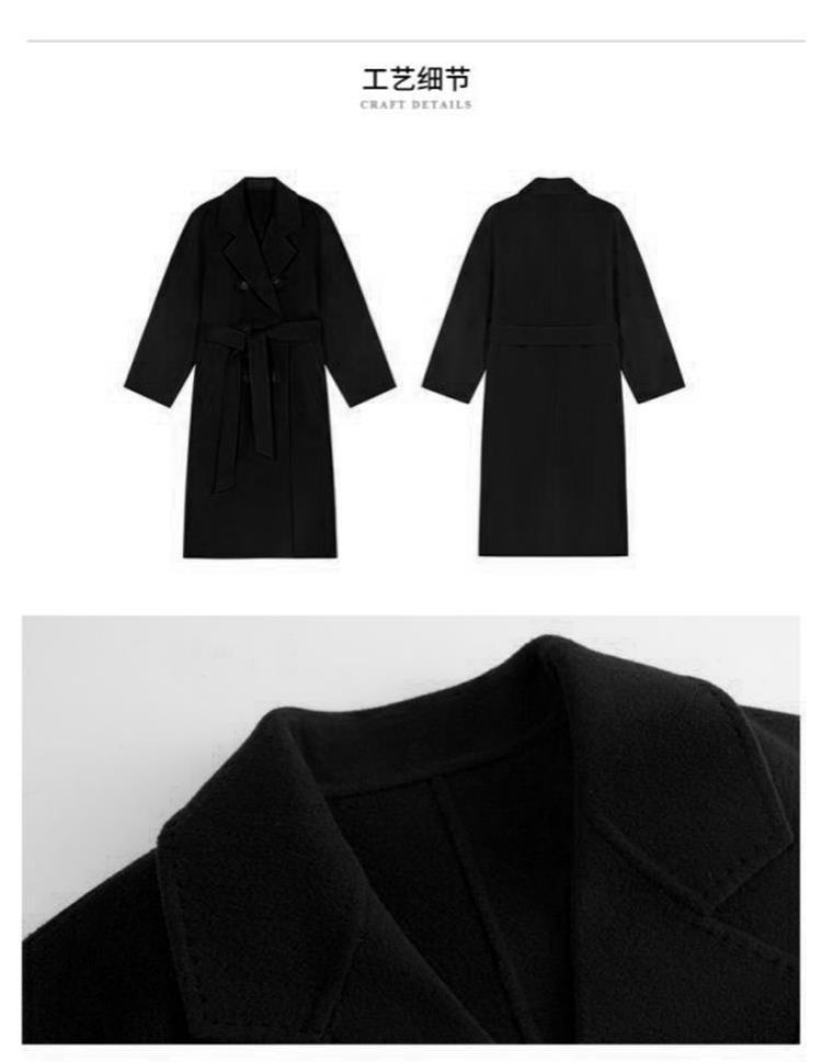 反季驼色呢子双面羊绒大衣女中长款2022年秋冬季韩系温柔毛呢外套详情8