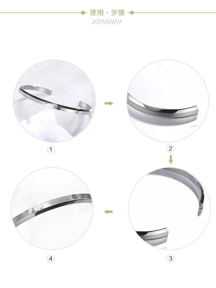 Wholesale live-streaming supply of DW-style simple titanium steel bracelet C-shaped open beveled bracelet from the source factory pic 5