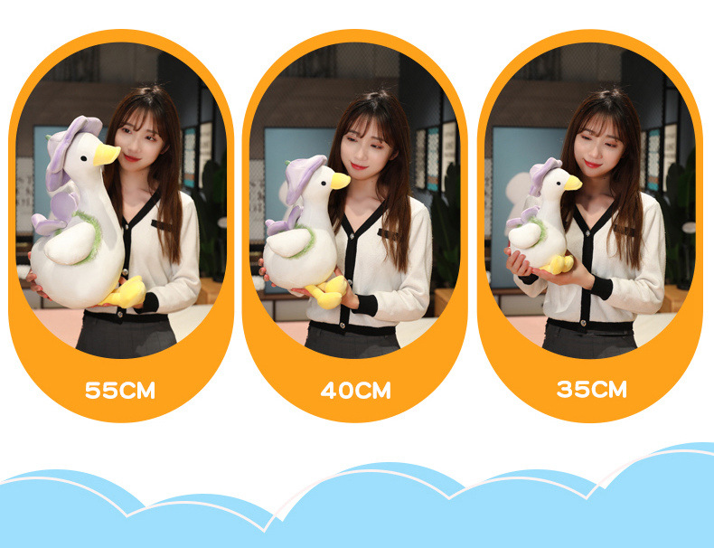 网红同款花鸭鸭毛绒玩具公仔玩偶鸭子抱枕儿童女生礼物大白鹅玩偶详情3