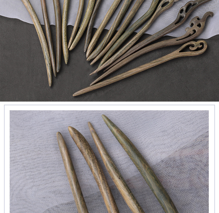 黑檀木发簪古风簪子绿檀木簪 高级感新中式盘发头饰木质发钗批发详情15