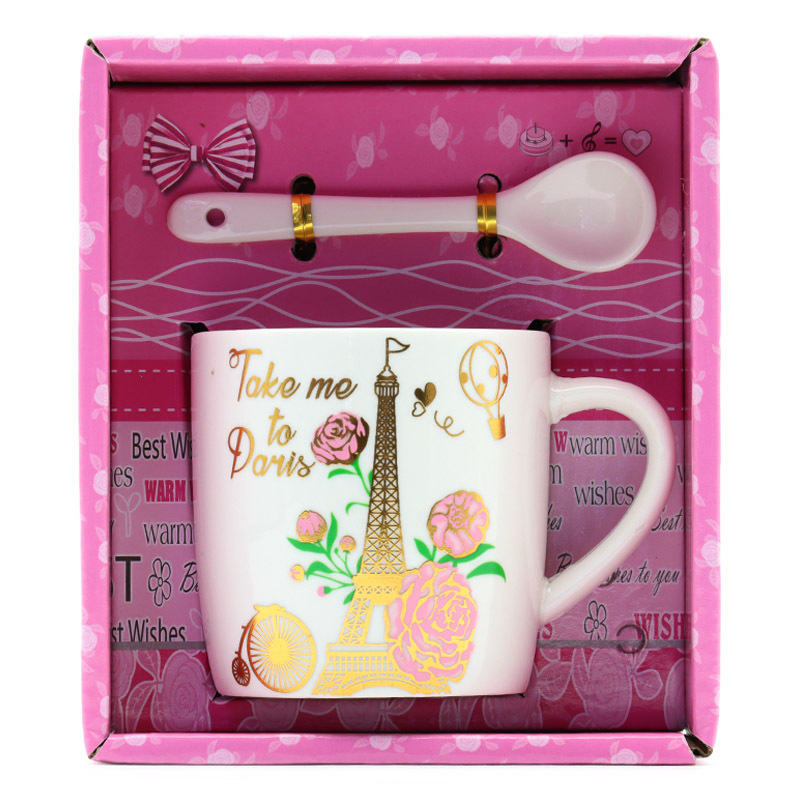 A set of French Eiffel Tower gilded pattern ceramic coffee cups, a popular foreign trade gift for personal business pic 10