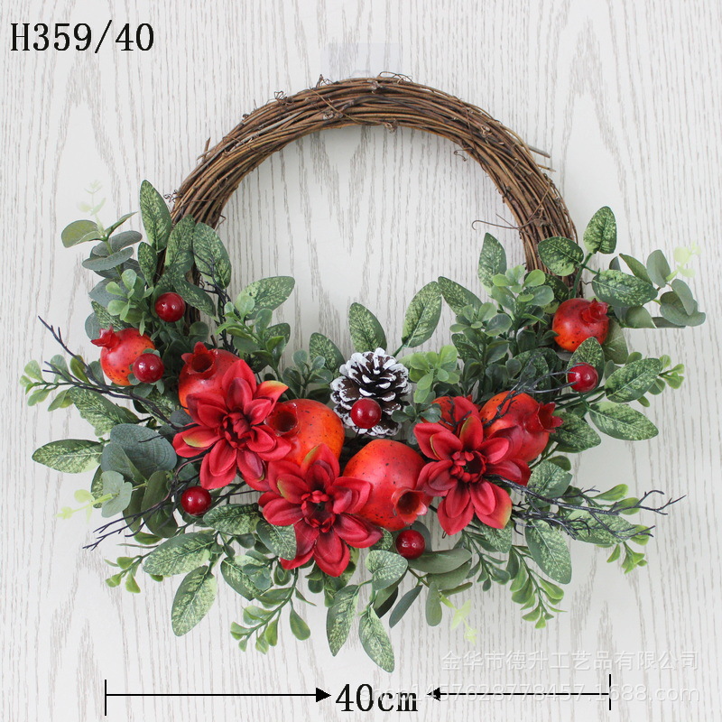 In 2022, the cross-border e-commerce business moved into a new home. The living room decoration includes a household door hanging with a simulated everlasting flower pomegranate wreath pic 2