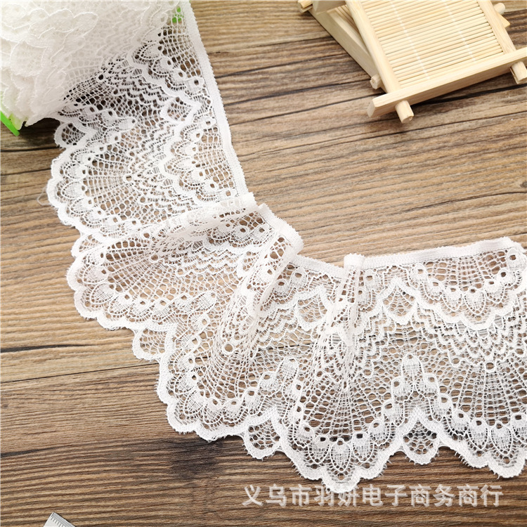 Elastic silk ribbon, lace trim, soft and skin-friendly, elastic elastic band, clothing accessory, ruffled edge, 9CM pic 5