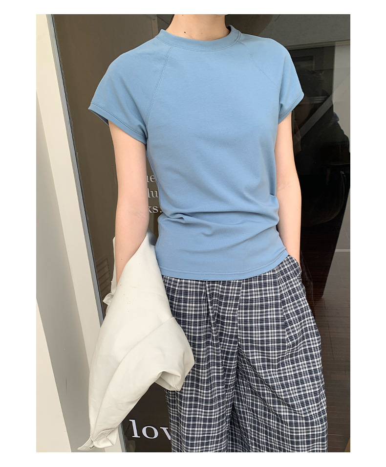 【7色可选】圆领净版短袖T恤女2025春夏新款韩版休闲百搭上衣T026详情22