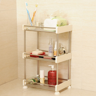 厨房下水槽置物架可伸缩不锈钢管落地式橱柜收纳整理双层储物架子详情4