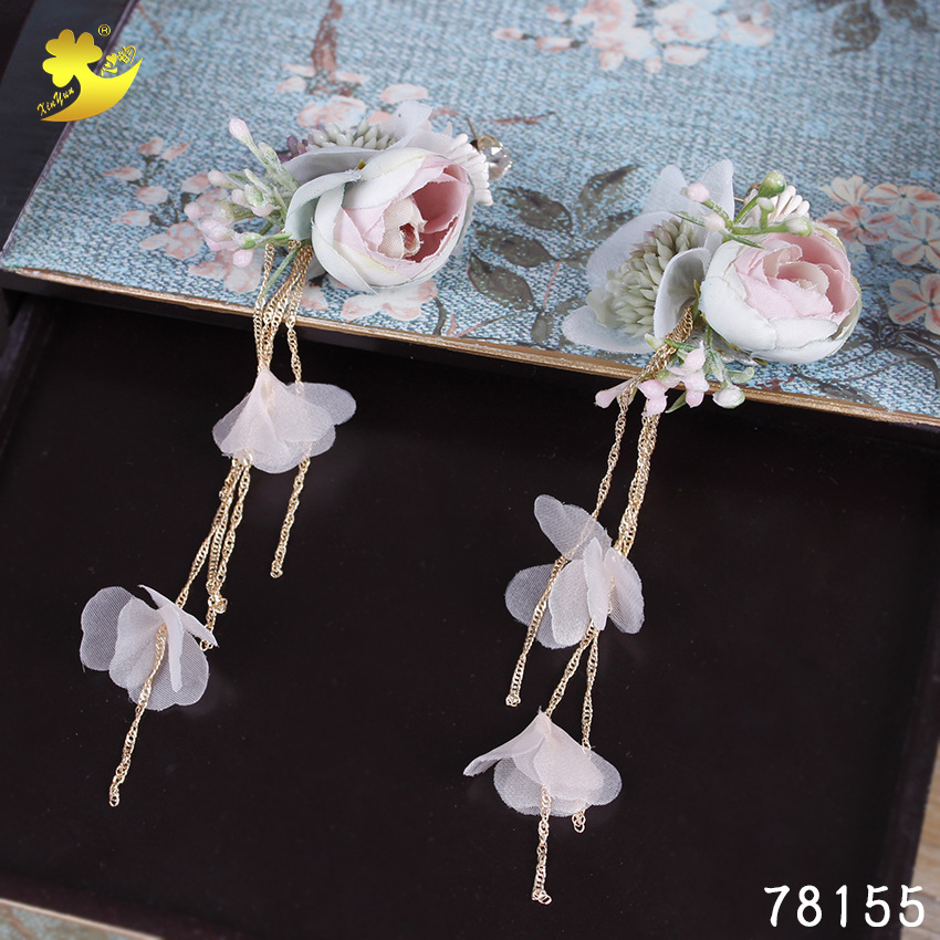 New 2018 Japanese and Korean retro bride accessories, forest-themed exotic flirting, studio photography, succulent vegetable bags, pink earrings pic 12