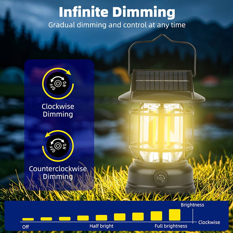 The solar-powered portable camping lamp can be charged by solar energy pic 3