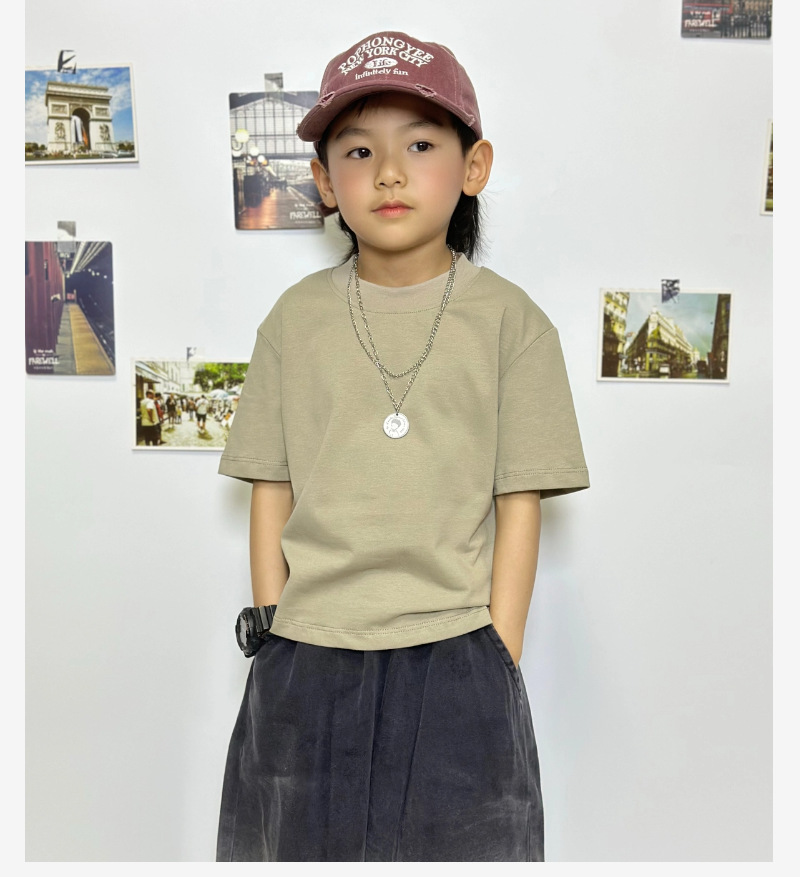 儿童纯棉休闲短袖T恤 2025新款童装 宽松T恤夏季舒适圆领上衣详情9