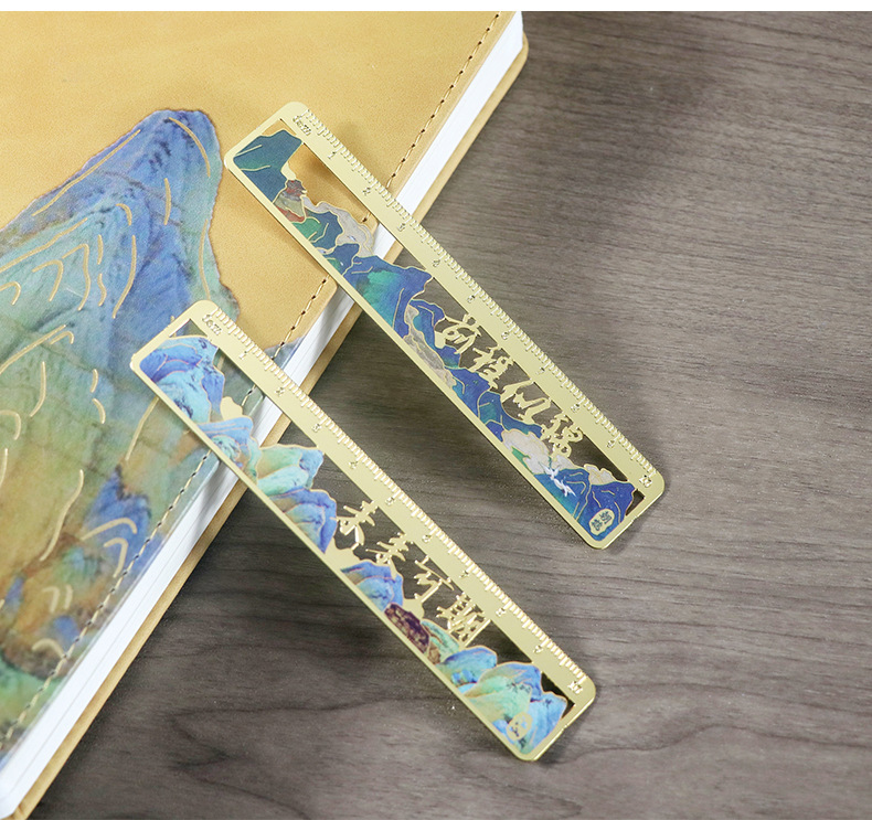 Thousand Miles of Rivers and Mountains Metal bookmarks, cultural and creative bookmarks, text creativity, straight ruler bookmarks, customized New Year gift wholesale sets pic 4