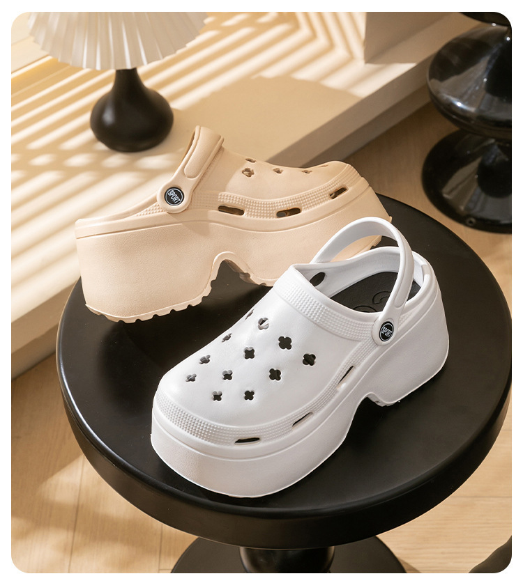 9CM增高跟洞洞鞋女款夏季外穿厚底透气两穿松糕拖鞋防滑沙滩拖鞋详情14