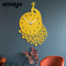 现代简约透明亚克力创意悬浮挂钟 客厅木质装饰时钟北欧静音壁钟详情15