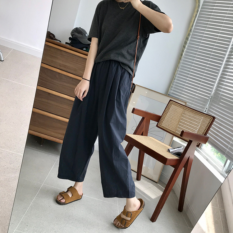 巨百搭轻薄透气酵洗棉小个子奶奶裤九分宽松显瘦休闲裤女夏季薄款详情54