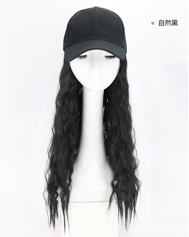 Wholesale of wigs for women, long curly hair, popular wool curls, fashionable baseball caps, new-style hats and wigs in one piece from the manufacturer pic 12