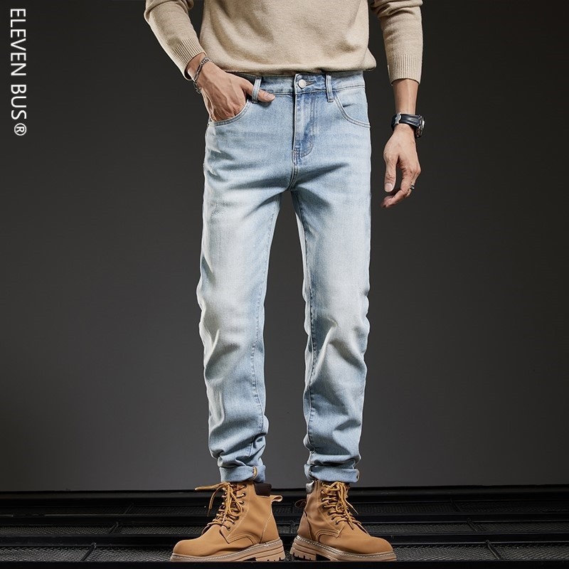 American trendy stretch jeans for men, thickened with fleece, loose straight leg, casual and versatile washed long pants for men pic 22