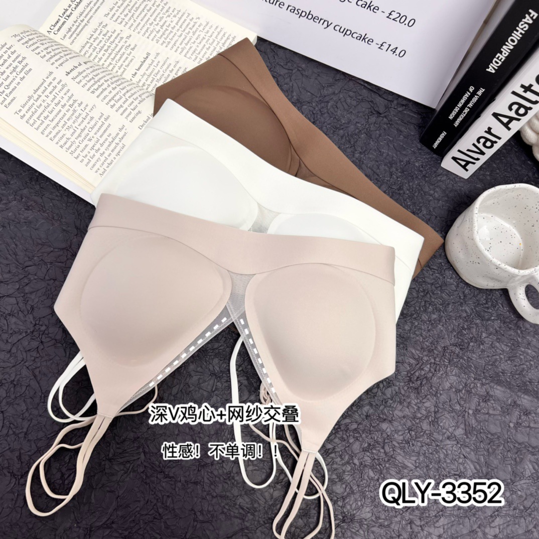 3352无钢圈轻奢感薄杯美背深V聚拢性感无痕提拉网纱简约内衣详情18