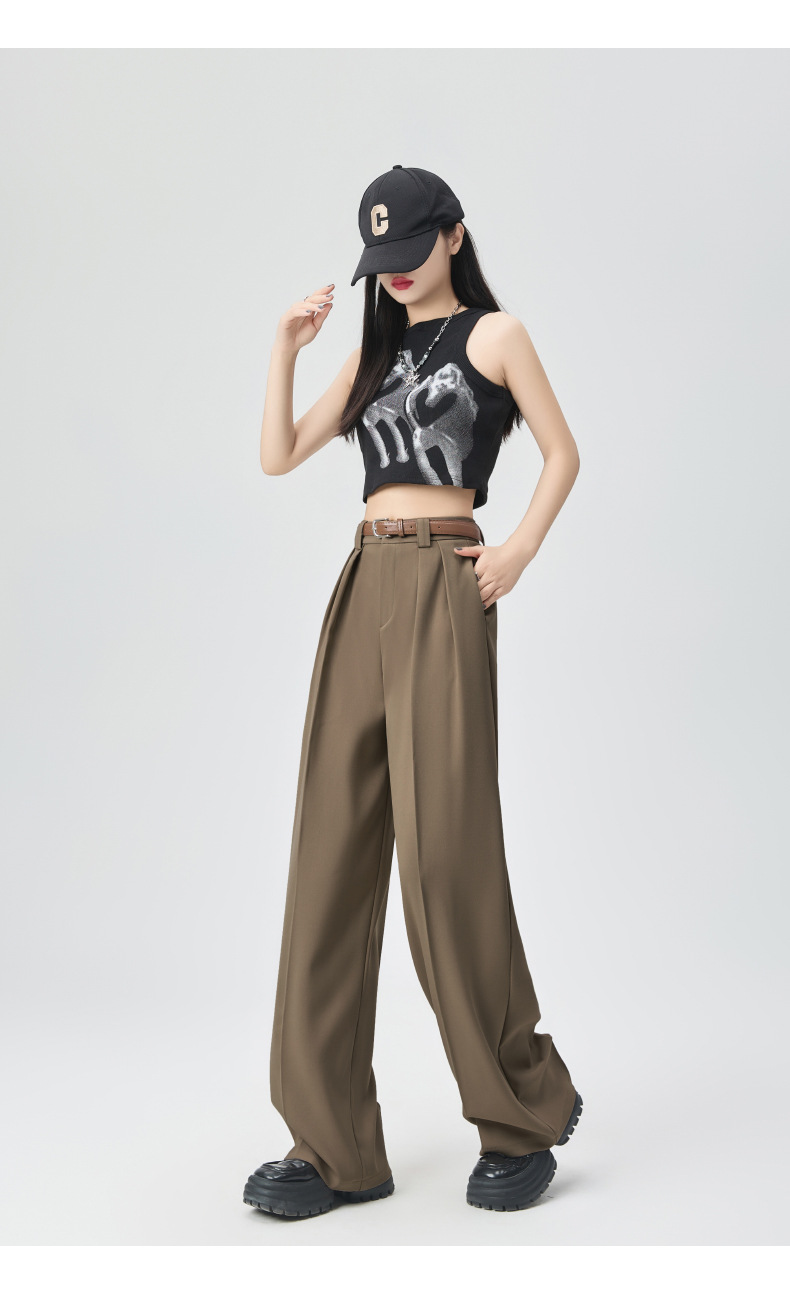 白色西装裤女夏薄宽松小个子直筒坠感休闲裤子高品质窄版阔腿长裤详情27