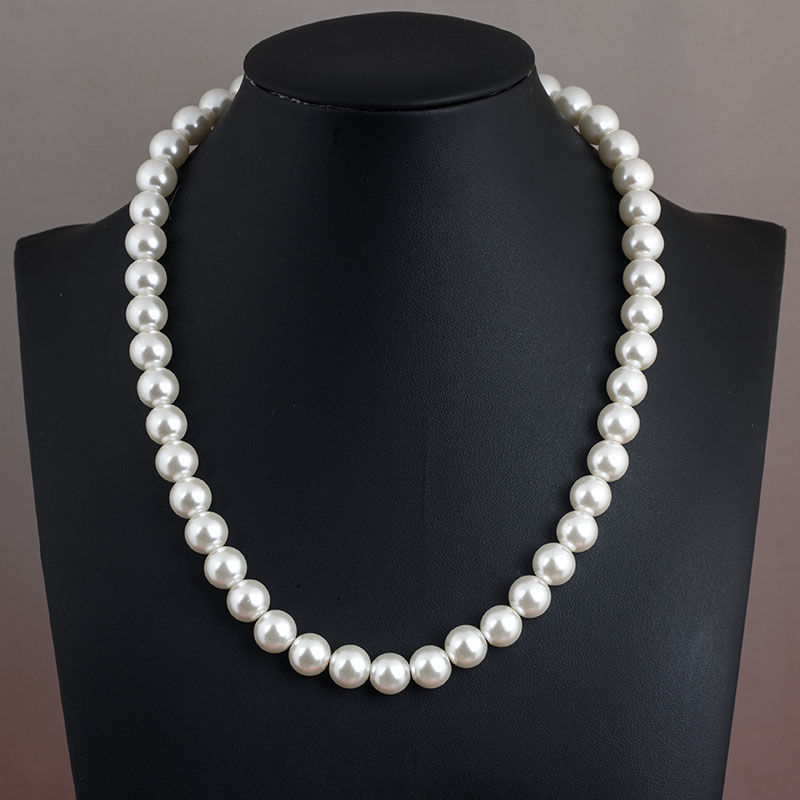 Pearl necklace, glass imitation pearl white round bead jewelry, cheongsam accessory, collarbone chain, neck chain for a girl to give to her mother pic 4
