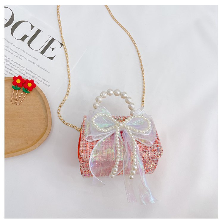 可爱女童斜挎包小香风时尚儿童手提斜背包包公主淑女珍珠包单肩包详情101