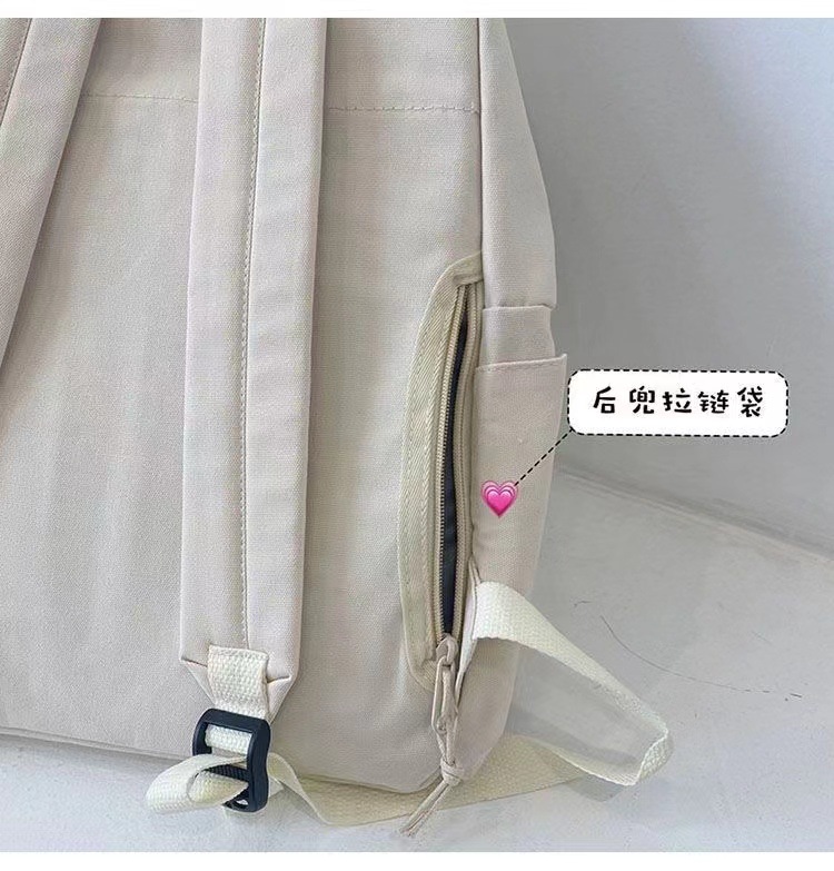 女学生校园古风防水帆布书包初高中生简约风纯色大容量双肩背包详情15