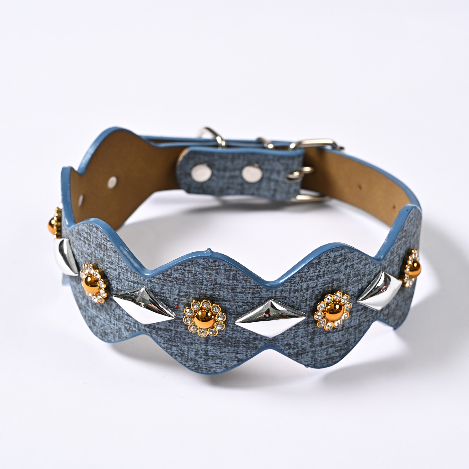 Factory wholesale PU leather pet collars, medium and large-sized dog collars, adjustable multi-color dog collars for pets pic 13